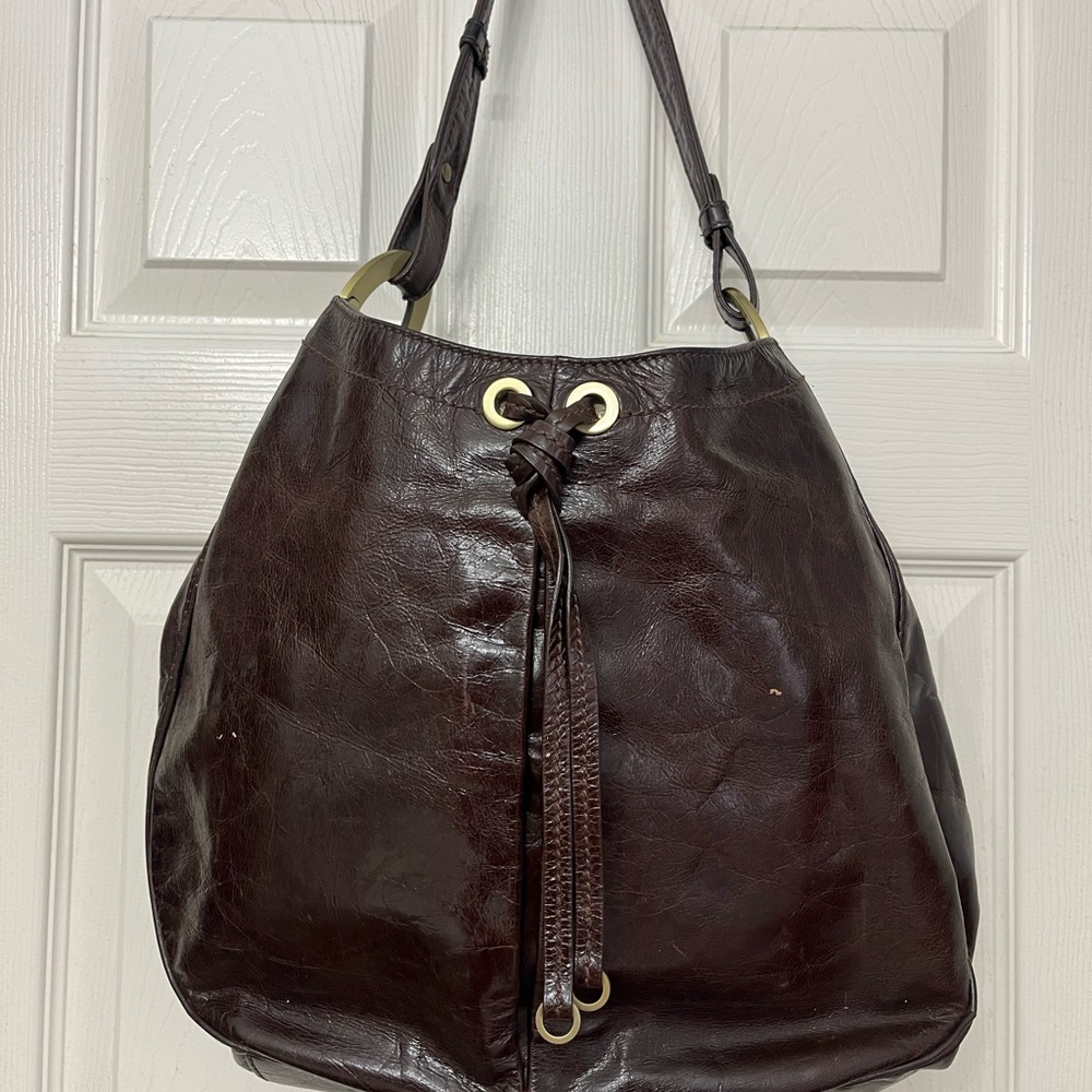 Franco Sarto Brown Leather Bucket Bag